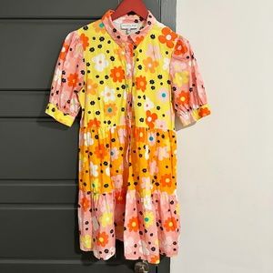 NEVER FULLY DRESSED - Pink/Multi-Color Dixie Mini Shirt Dress